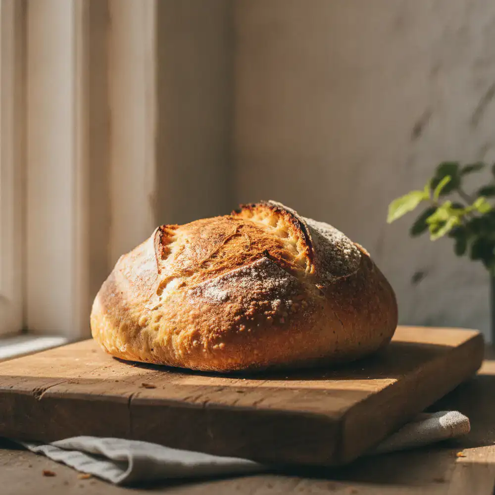 Classic Saigon Sourdough Loaf resting on a wooden board